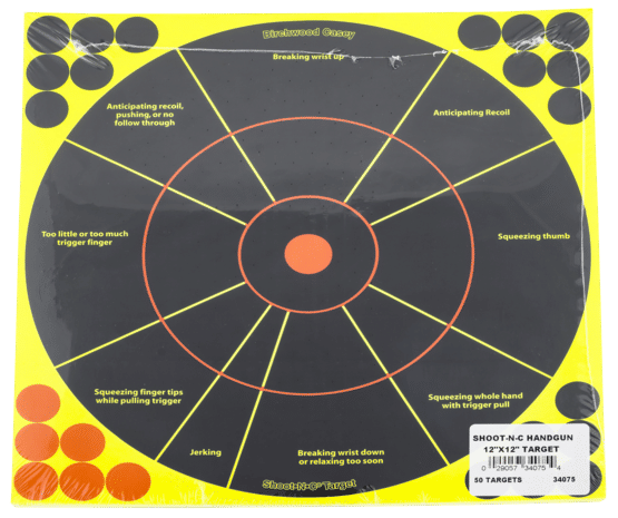Birchwood Casey Shoot-N-C 12” Targets with handgun trainer design